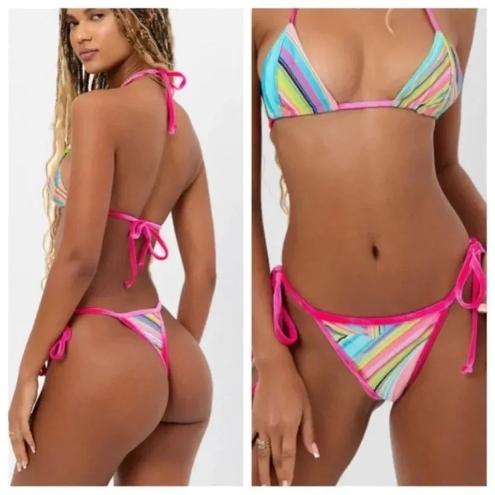 NEW! Frankie’s Bikini’s rainbow swirl hazel bikini bottom 19375